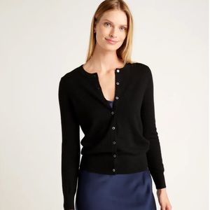 Quince Australian Merino Wool Button Cardigan Sweater in Black